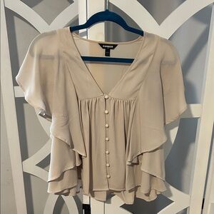 Express Cream Button-Front Blouse